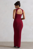 Alexa Berry High-Neck Gathered Maxi Dress With Drape