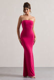 Ceremony Hot Pink Bandeau Fishtail Maxi Dress