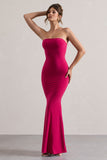 Ceremony Hot Pink Bandeau Fishtail Maxi Dress