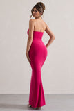 Ceremony Hot Pink Bandeau Fishtail Maxi Dress