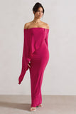 Jana Dark Pink Bardot Cape Maxi Dress