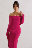 Jana Dark Pink Bardot Cape Maxi Dress
