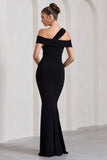 Captivating Black Strappy Asymmetric Cut-Out Maxi Dress