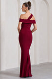 Captivating Berry Red Strappy Asymmetric Cut-Out Maxi Dress