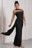To The Max Black Strappy Asymmetric Split Maxi Dress With Drape