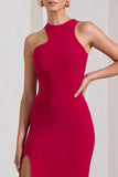 Nalani Red Sleeveless Cut-Out Split Maxi Dress