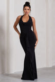 Kaia Black Ruched Cowl-Neck Maxi Dress With Drape
