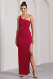 My Night Red One Shoulder Sleeveless Cut-Out Split Maxi Dress