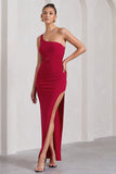 My Night Red One Shoulder Sleeveless Cut-Out Split Maxi Dress
