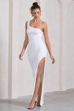 My Night White One Shoulder Sleeveless Cut-Out Split Maxi Dress