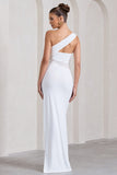 My Night White One Shoulder Sleeveless Cut-Out Split Maxi Dress