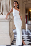 My Night White One Shoulder Sleeveless Cut-Out Split Maxi Dress