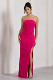 Dawning Hot Pink Bandeau Knotted Split Maxi Dress