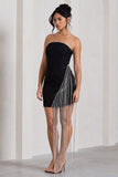 Upon A Star Black Bandeau Diamante Fringe Mini Dress