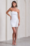 Upon A Star White Bandeau Diamante Fringe Mini Dress
