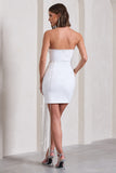 Upon A Star White Bandeau Diamante Fringe Mini Dress