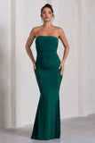 Wren Bottle Green Ruched Bandeau Maxi Dress