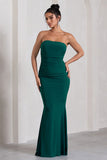 Wren Bottle Green Ruched Bandeau Maxi Dress