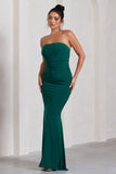 Wren Bottle Green Ruched Bandeau Maxi Dress