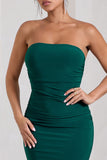 Wren Bottle Green Ruched Bandeau Maxi Dress