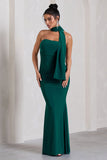 Wren Bottle Green Ruched Bandeau Maxi Dress