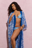 Breathe Blue Porcelain Print Chiffon Long-Sleeved Cover Up