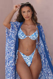 Sway Blue Porcelain Print Beaded Bikini Top