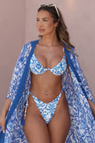 Sway Blue Porcelain Print Beaded Bikini Top