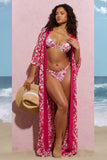 Breathe Pink Porcelain Print Chiffon Long-Sleeved Cover Up