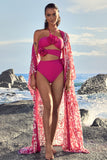 Breathe Pink Porcelain Print Chiffon Long-Sleeved Cover Up