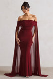 Carlotta Berry Bardot Maxi Dress With Chiffon Cape