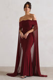 Carlotta Berry Bardot Maxi Dress With Chiffon Cape
