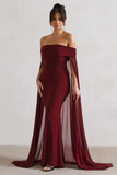 Carlotta Berry Bardot Maxi Dress With Chiffon Cape