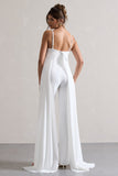 Amaya White Bandeau Wide-Leg Jumpsuit With Cape