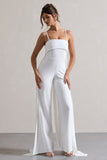 Amaya White Bandeau Wide-Leg Jumpsuit With Cape