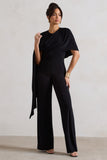 Reserve Black Wide-Leg Jumpsuit With Asymmetric Cape