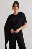 Reserve Black Wide-Leg Jumpsuit With Asymmetric Cape