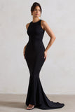 Bodhi Black Racer-Neck Fishtail Maxi Dress