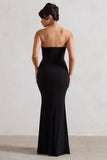 Reign Black Corset Wrap Maxi Dress With Cape