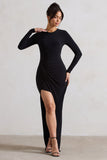 Rebekah Black Long-Sleeve Wrap Maxi Dress