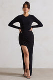 Rebekah Black Long-Sleeve Wrap Maxi Dress