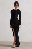 Rebekah Black Long-Sleeve Wrap Maxi Dress