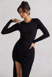 Rebekah Black Long-Sleeve Wrap Maxi Dress