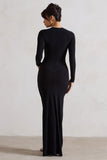 Rebekah Black Long-Sleeve Wrap Maxi Dress