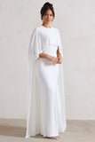 Padma White Draped Maxi Dress With Cape Sleeves