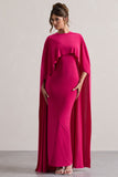 Padma Pink Draped Maxi Dress With Cape Sleeves