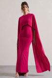 Padma Pink Draped Maxi Dress With Cape Sleeves