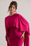 Padma Pink Draped Maxi Dress With Cape Sleeves
