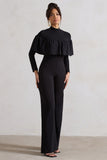 For The Frill Black High-Neck Straight-Leg Jumpsuit With Frills