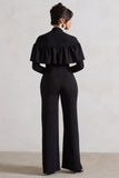 For The Frill Black High-Neck Straight-Leg Jumpsuit With Frills